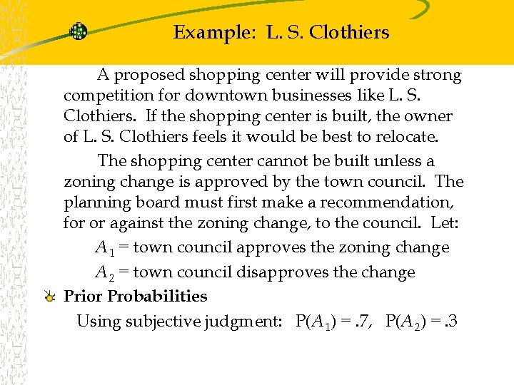 Example: L. S. Clothiers A proposed shopping center will provide strong competition for downtown