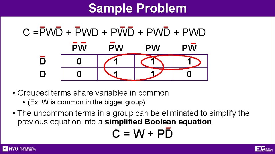 Sample Problem C =PWD + PWD D D PW 0 0 PW 1 1 Sample Problem C =PWD + PWD D D PW 0 0 PW 1 1
