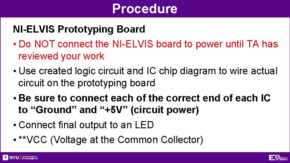 Procedure NI-ELVIS Prototyping Board • Do NOT connect the NI-ELVIS board to power until Procedure NI-ELVIS Prototyping Board • Do NOT connect the NI-ELVIS board to power until