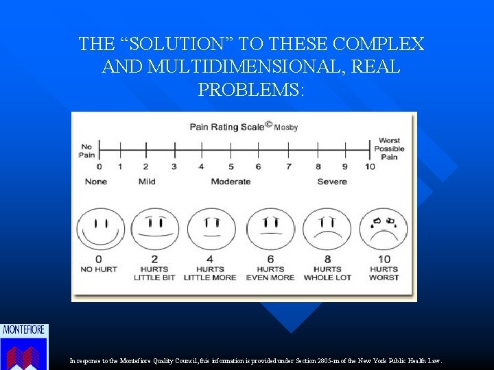 THE “SOLUTION” TO THESE COMPLEX AND MULTIDIMENSIONAL, REAL PROBLEMS: In response to the Montefiore