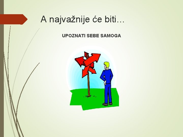 A najvažnije će biti… UPOZNATI SEBE SAMOGA Sretno! 