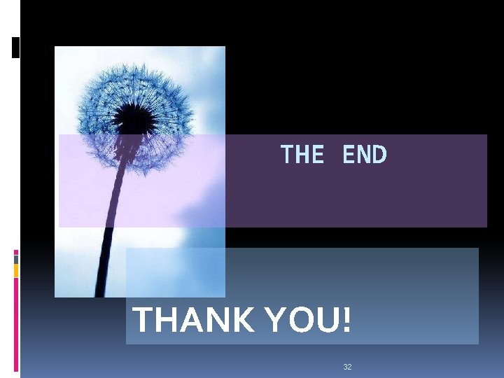 THE END THANK YOU! 32 