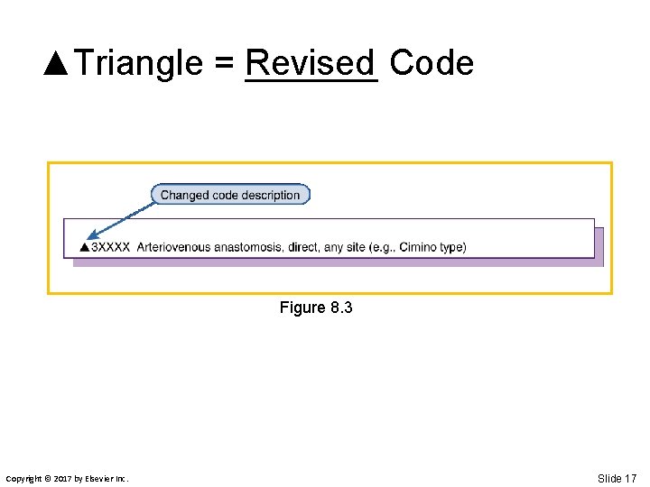 ▲Triangle = Revised _______ Code Figure 8. 3 Copyright © 2017 by Elsevier Inc.