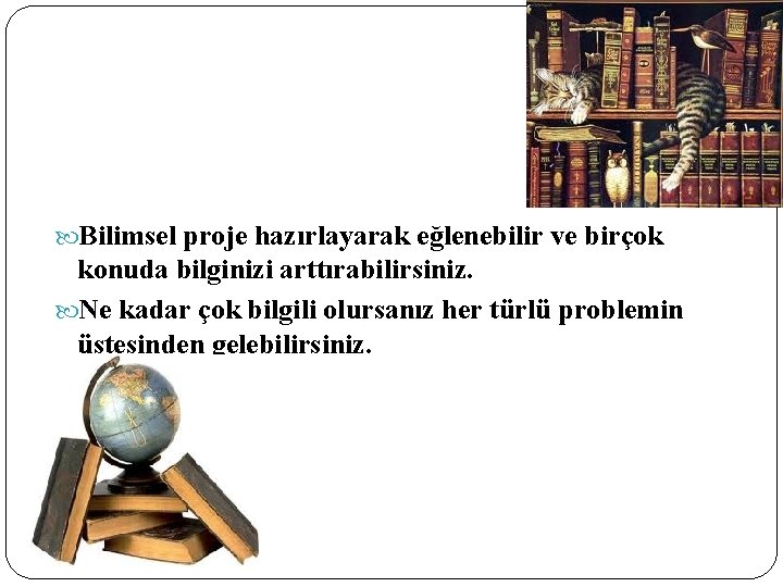  Bilimsel proje hazırlayarak eğlenebilir ve birçok konuda bilginizi arttırabilirsiniz. Ne kadar çok bilgili