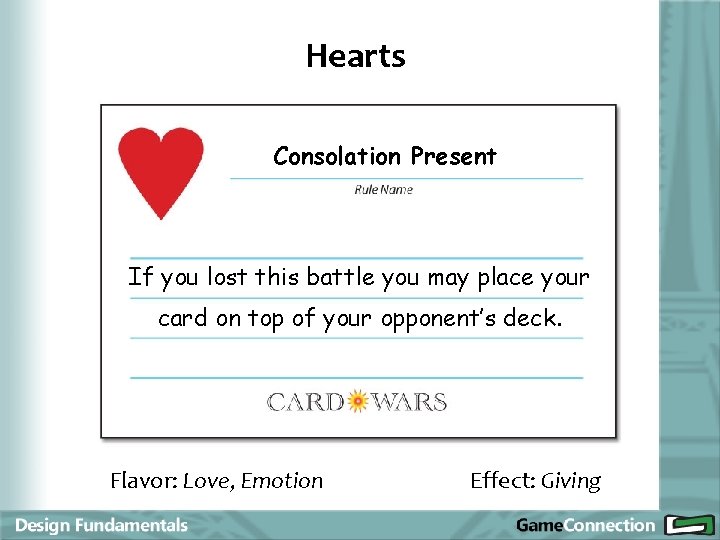 Hearts Consolation Present If you lost this battle you may place your card on