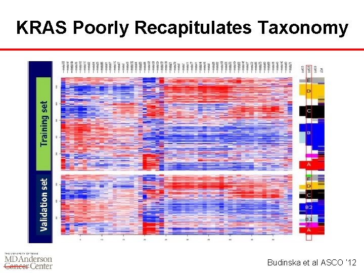 KRAS Poorly Recapitulates Taxonomy Budinska et al ASCO ‘ 12 