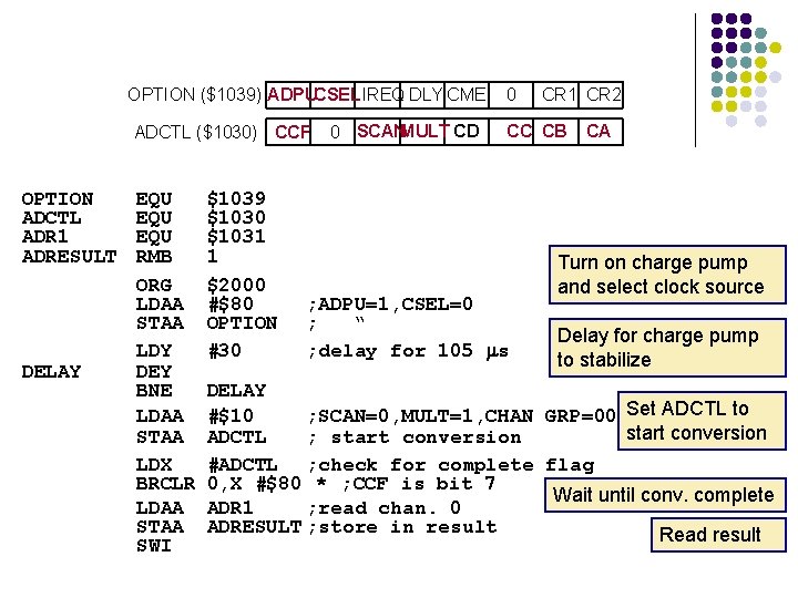 OPTION ($1039) ADPUCSELIREQ DLY CME ADCTL ($1030) CCF OPTION ADCTL ADR 1 ADRESULT DELAY