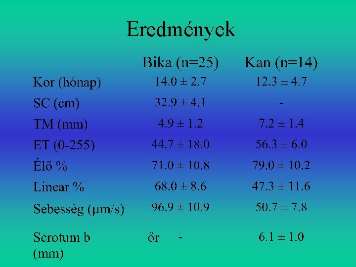 Eredmények 