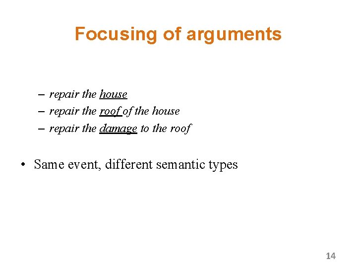 Focusing of arguments – repair the house – repair the roof of the house