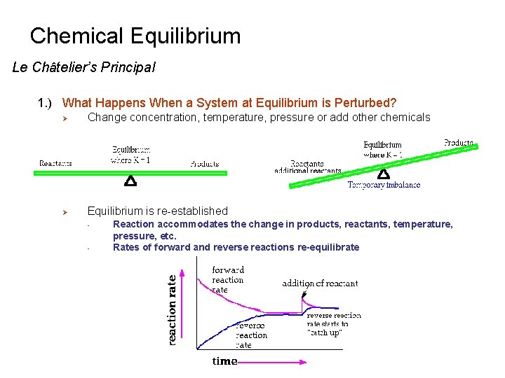 Chemical Equilibrium Le Châtelier’s Principal 1. ) What Happens When a System at Equilibrium