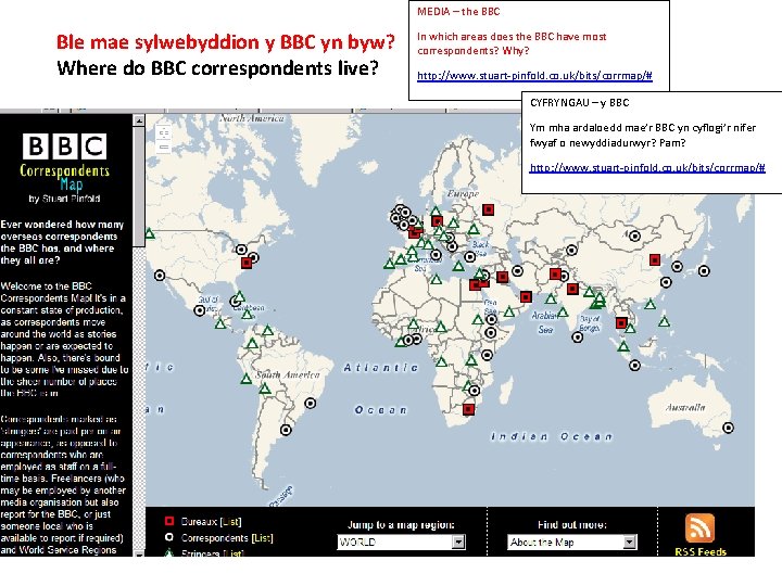 MEDIA – the BBC Ble mae sylwebyddion y BBC yn byw? Where do BBC