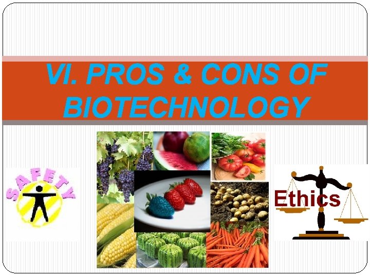 VI. PROS & CONS OF BIOTECHNOLOGY 