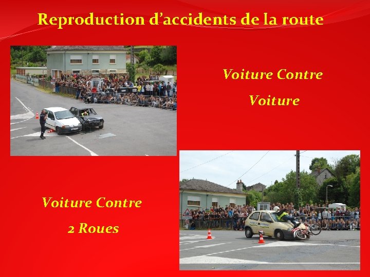 Reproduction d’accidents de la route Voiture Contre 2 Roues 