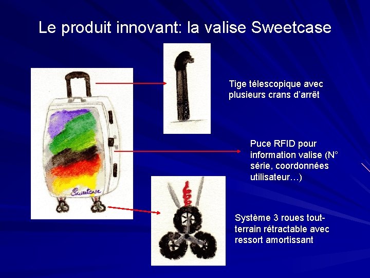 Le produit innovant: la valise Sweetcase Tige télescopique avec plusieurs crans d’arrêt Puce RFID