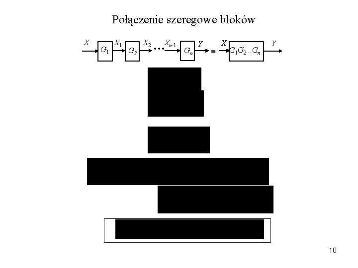 Połączenie szeregowe bloków X G 1 X 1 G 2 Xn-1 Gn Y X