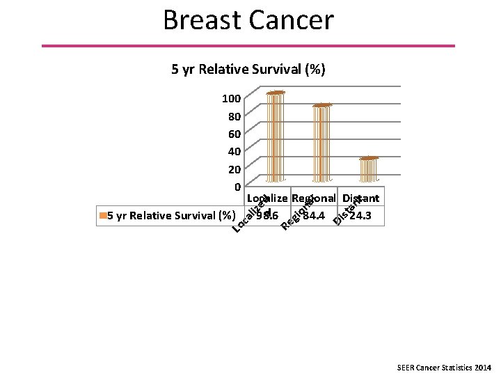 Breast Cancer 5 yr Relative Survival (%) 100 80 60 40 20 0 t