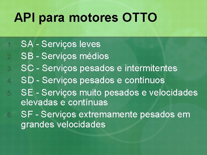 API para motores OTTO 1. 2. 3. 4. 5. 6. SA - Serviços leves