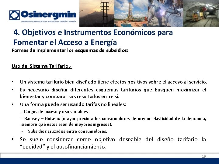 4. Objetivos e Instrumentos Económicos para Fomentar el Acceso a Energía Formas de implementar