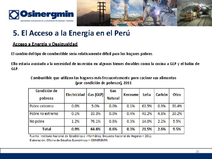 5. El Acceso a la Energía en el Perú Acceso a Energía y Desigualdad