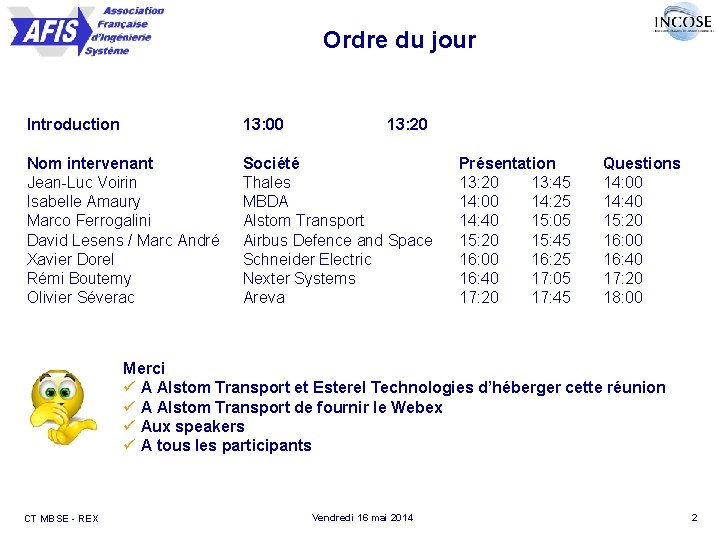 Ordre du jour Introduction 13: 00 13: 20 Nom intervenant Jean-Luc Voirin Isabelle Amaury