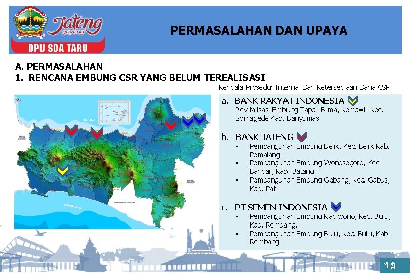 PERMASALAHAN DAN UPAYA A. PERMASALAHAN 1. RENCANA EMBUNG CSR YANG BELUM TEREALISASI Kendala Prosedur