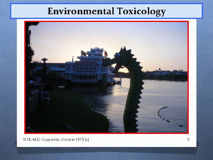Environmental Toxicology DTA, M. D. Copy write, October 2015 (c) 9 