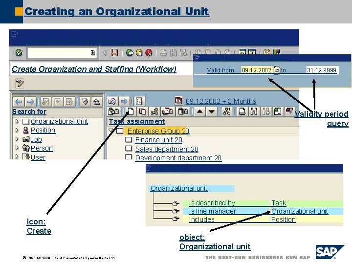 Creating an Organizational Unit Organization and Staffing (Workflow) Edit Goto Settings System Help Create