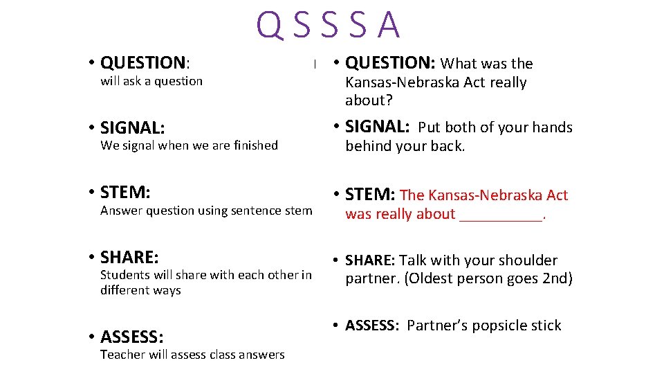 QSSSA • QUESTION: will ask a question I • QUESTION: What was the Kansas-Nebraska