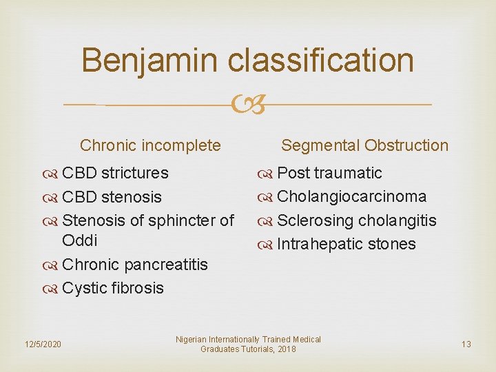 Benjamin classification Chronic incomplete CBD strictures CBD stenosis Stenosis of sphincter of Oddi Chronic