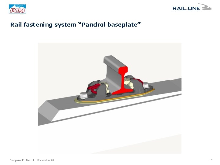 Rail fastening system “Pandrol baseplate” Company Profile | December 20 17 