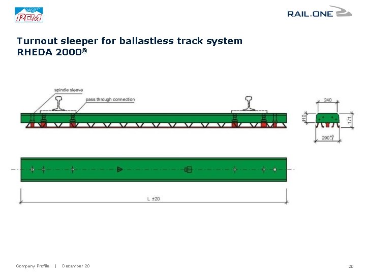 Turnout sleeper for ballastless track system RHEDA 2000® Company Profile | December 20 20