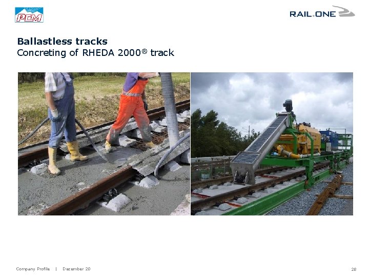 Ballastless tracks Concreting of RHEDA 2000® track Company Profile | December 20 28 