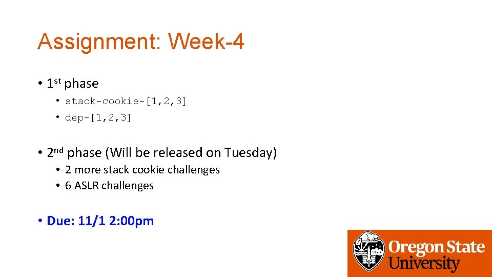 Assignment: Week-4 • 1 st phase • stack-cookie-[1, 2, 3] • dep-[1, 2, 3]