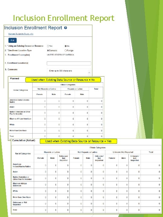 Inclusion Enrollment Report Form pre-implementation preview - April 27, 2017 12 