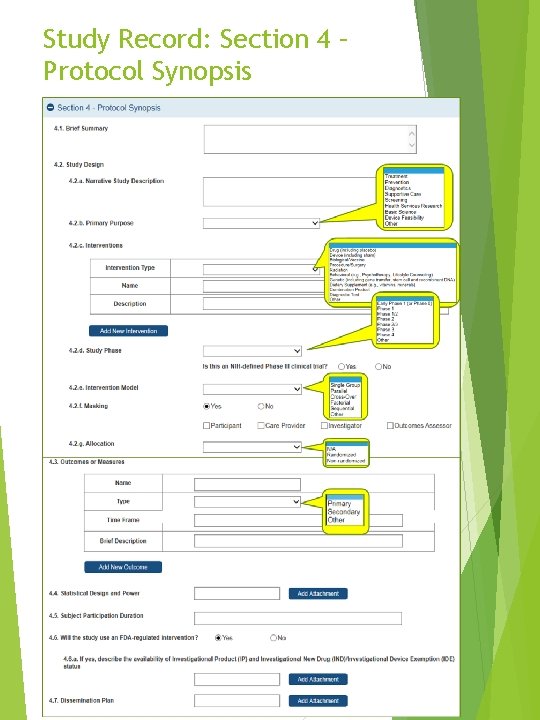 Study Record: Section 4 – Protocol Synopsis Form pre-implementation preview - April 27, 2017