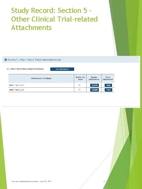 Study Record: Section 5 – Other Clinical Trial-related Attachments Form pre-implementation preview - April