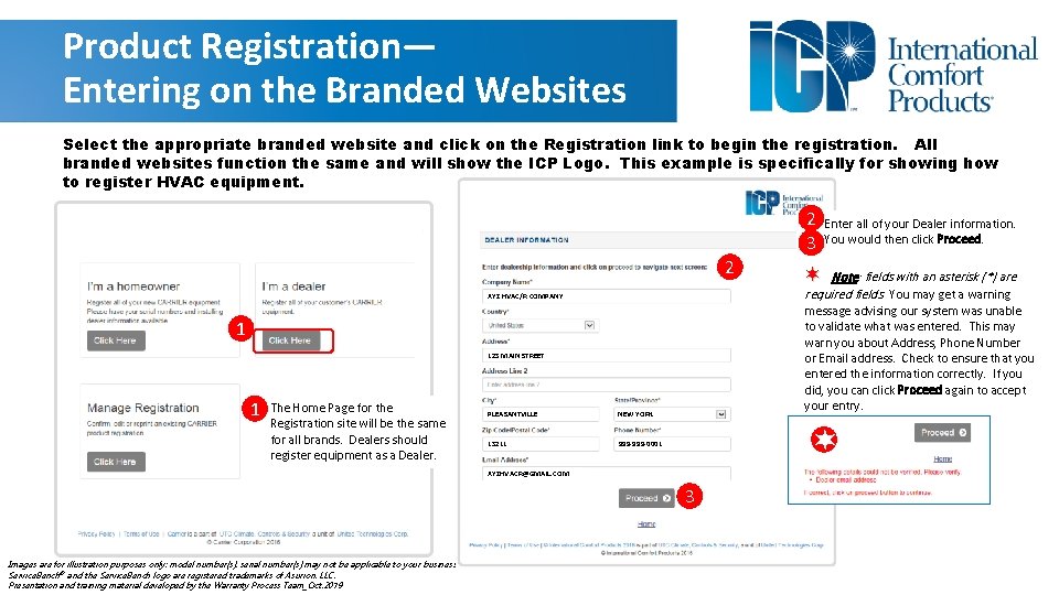 Product Registration— Entering on the Branded Websites Select the appropriate branded website and click