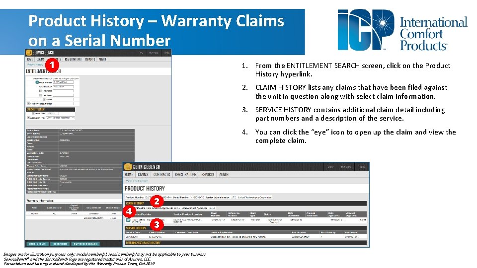 Product History – Warranty Claims on a Serial Number 1 1. From the ENTITLEMENT