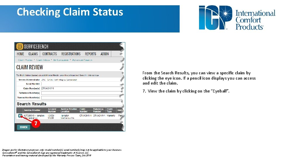 Checking Claim Status From the Search Results, you can view a specific claim by
