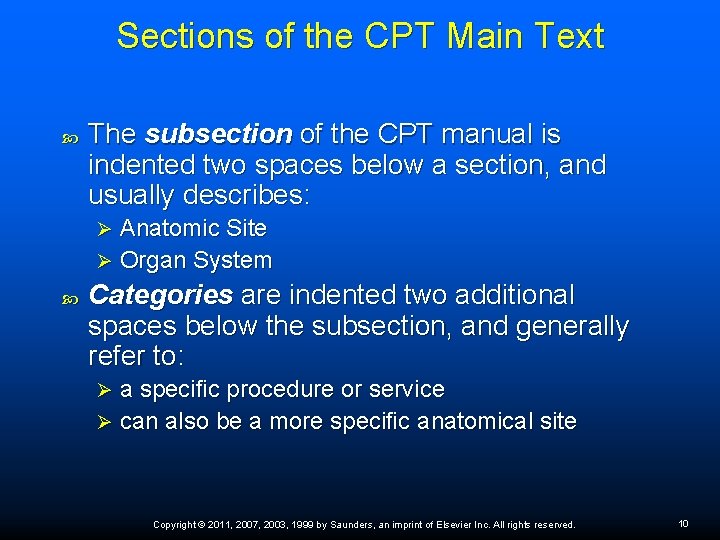 Sections of the CPT Main Text The subsection of the CPT manual is indented Sections of the CPT Main Text The subsection of the CPT manual is indented