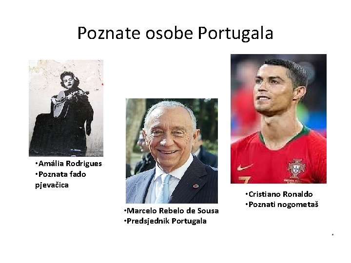 Poznate osobe Portugala • Amália Rodrigues • Poznata fado pjevačica • Marcelo Rebelo de