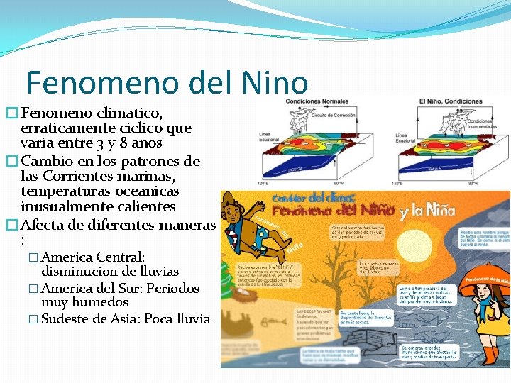 Fenomeno del Nino �Fenomeno climatico, erraticamente ciclico que varia entre 3 y 8 anos