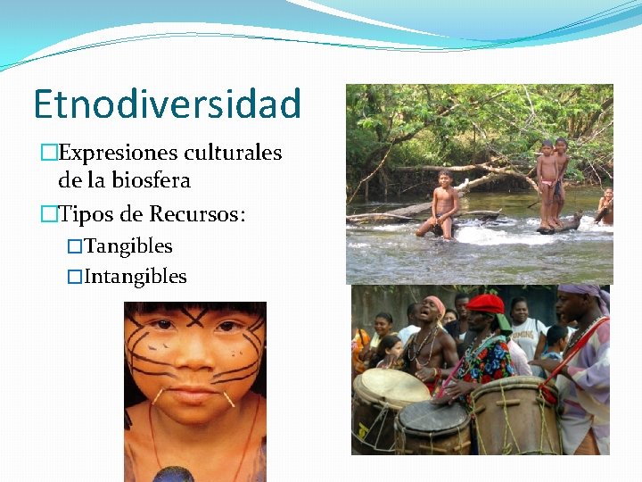 Etnodiversidad �Expresiones culturales de la biosfera �Tipos de Recursos: �Tangibles �Intangibles 