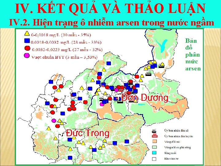 IV. KẾT QUẢ VÀ THẢO LUẬN IV. 2. Hiện trạng ô nhiễm arsen trong