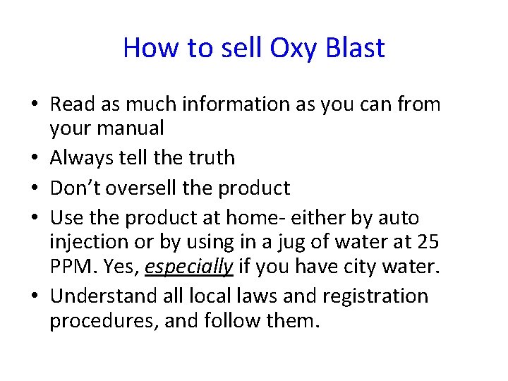 How to sell Oxy Blast • Read as much information as you can from