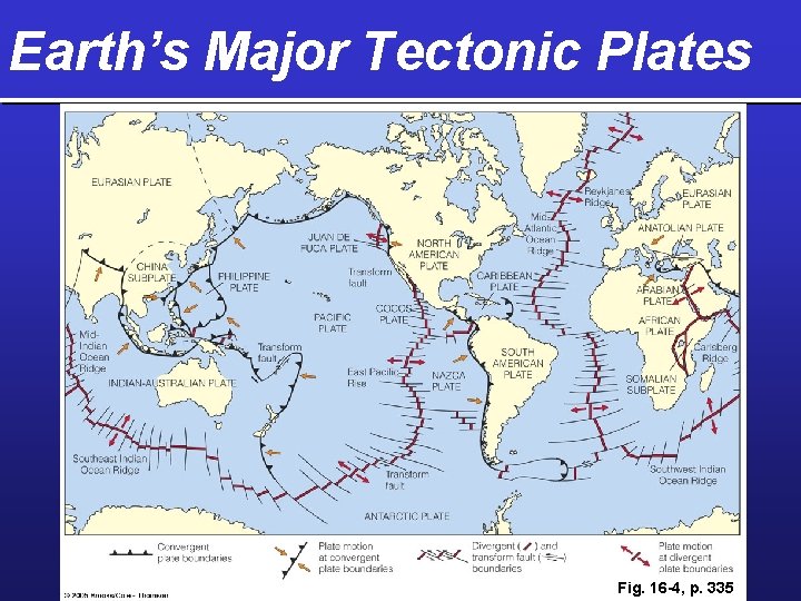 Earth’s Major Tectonic Plates Fig. 16 -4, p. 335 