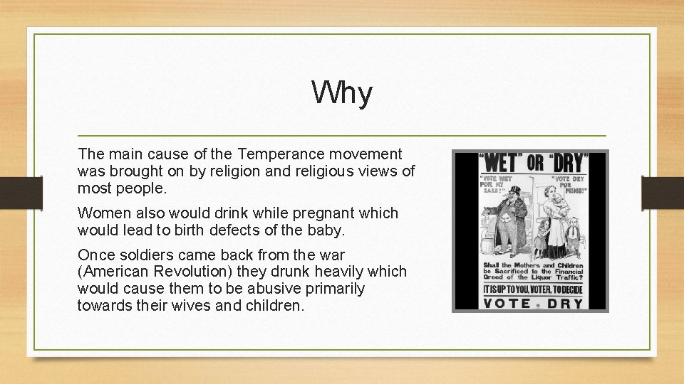 Why The main cause of the Temperance movement was brought on by religion and