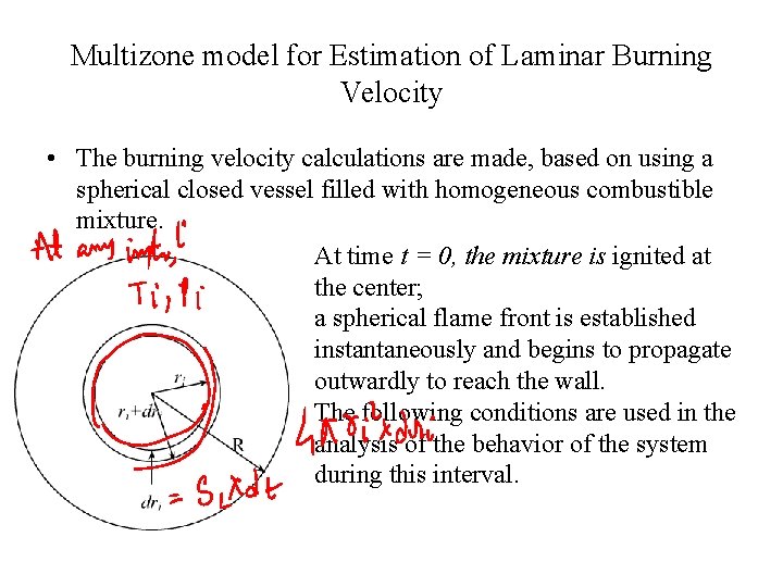 Multizone model for Estimation of Laminar Burning Velocity • The burning velocity calculations are