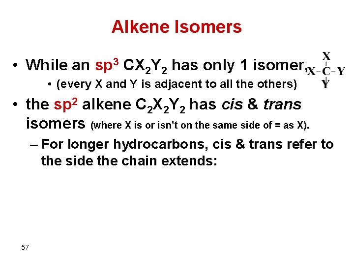 Alkene Isomers • While an sp 3 CX 2 Y 2 has only 1