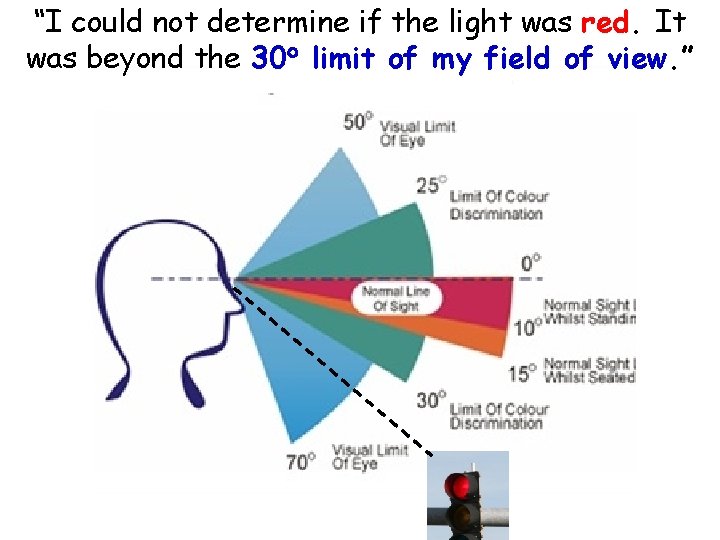 “I could not determine if the light was red. It was beyond the 30